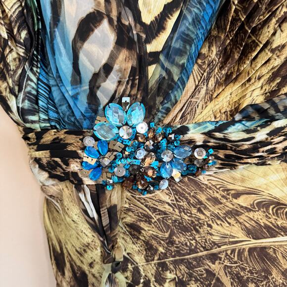 Dressbarn Collection Mini Dress 12 Multi Animal Print One Shoulder Cocktail NWT - Picture 9 of 11